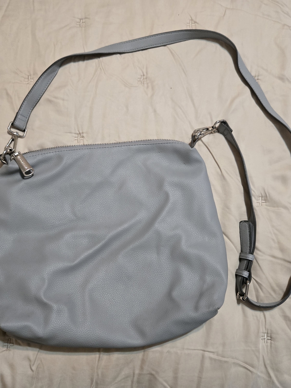 Steve Madden Light Gray Pebbled Leather Shoulder Bag